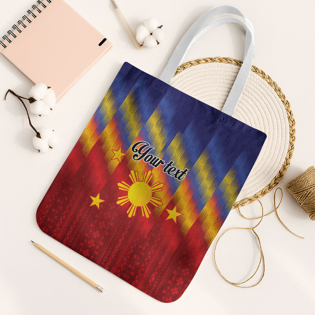 Personalized Philippines Eight Rays Sun Tote Bag Traditional Filipino Igorot Pattern Motif