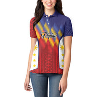 Personalized Philippines Eight Rays Sun Women Polo Shirt Traditional Filipino Igorot Pattern Motif