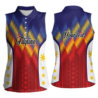 Personalized Philippines Eight Rays Sun Women Sleeveless Polo Shirt Traditional Filipino Igorot Pattern Motif