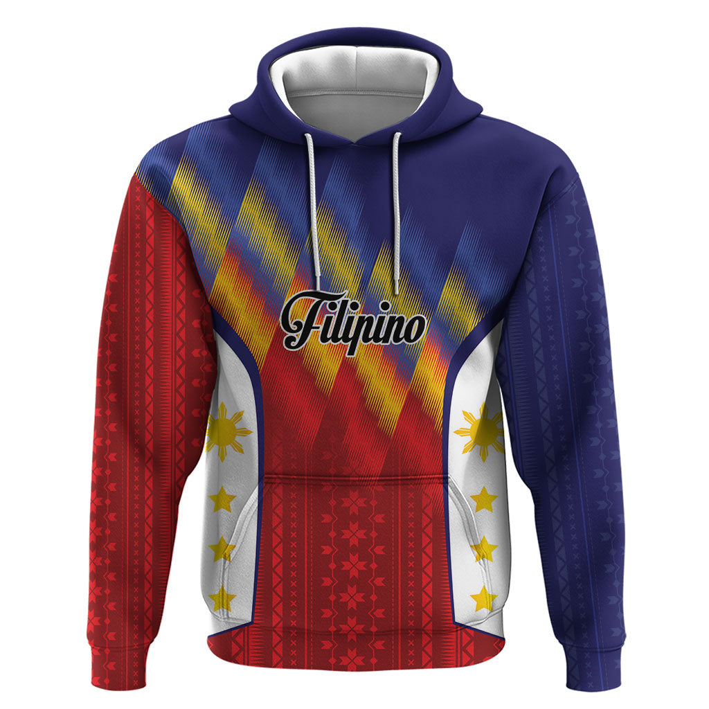 Personalized Philippines Eight Rays Sun Zip Hoodie Traditional Filipino Igorot Pattern Motif