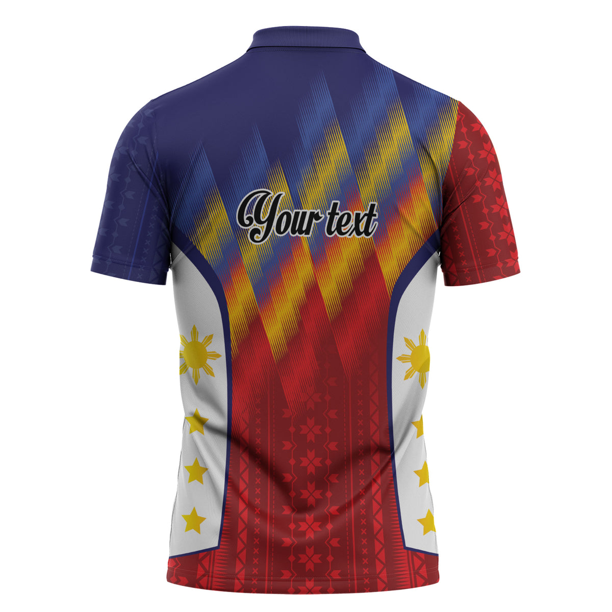 Personalized Philippines Eight Rays Sun Zipper Polo Shirt Traditional Filipino Igorot Pattern Motif