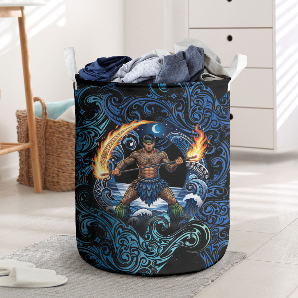 Samoa Siva Afi Laundry Basket Fireknife Fire Dance Pacific Tribal Motif