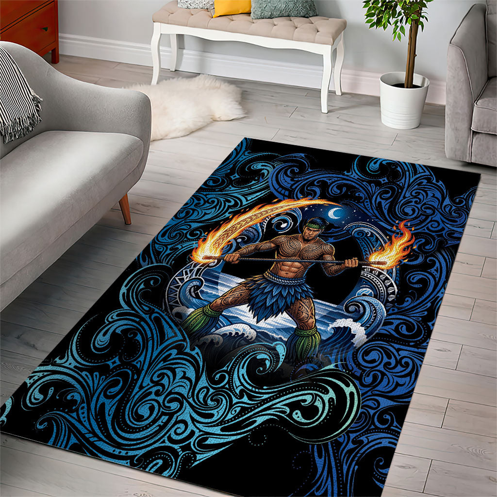 Samoa Siva Afi Area Rug Fireknife Fire Dance Pacific Tribal Motif