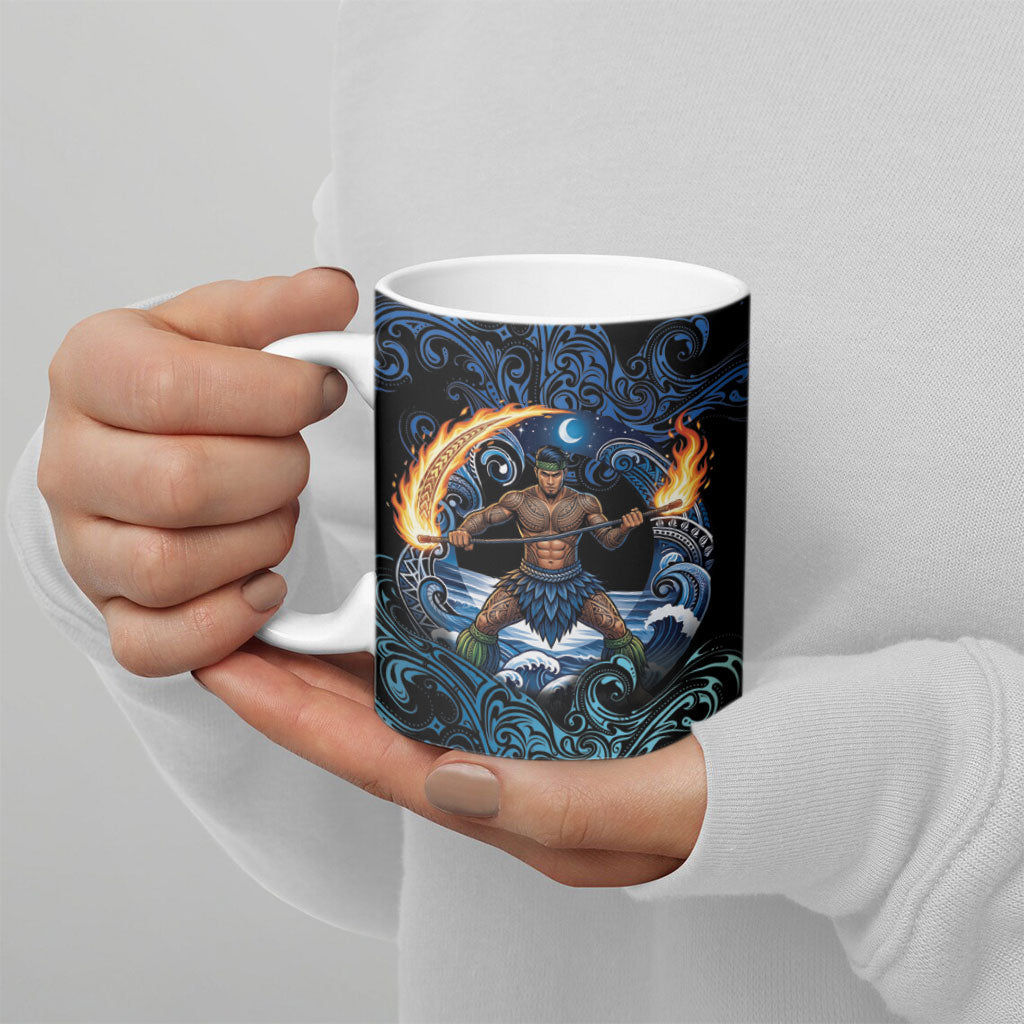 Samoa Siva Afi Ceramic Mug Fireknife Fire Dance Pacific Tribal Motif