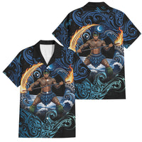 Samoa Siva Afi Family Matching Puletasi and Hawaiian Shirt Fireknife Fire Dance Pacific Tribal Motif