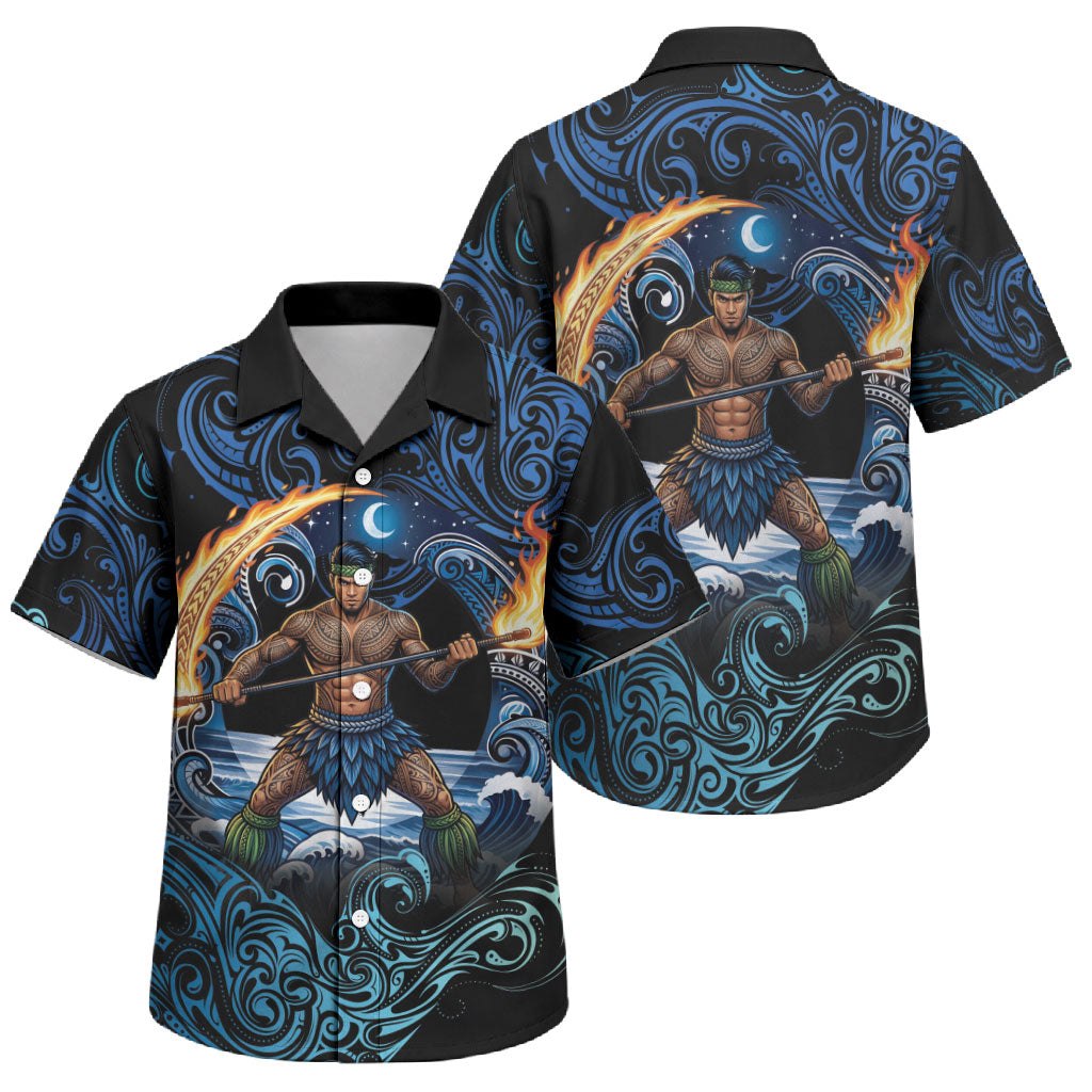 Samoa Siva Afi Family Matching Tank Maxi Dress and Hawaiian Shirt Fireknife Fire Dance Pacific Tribal Motif