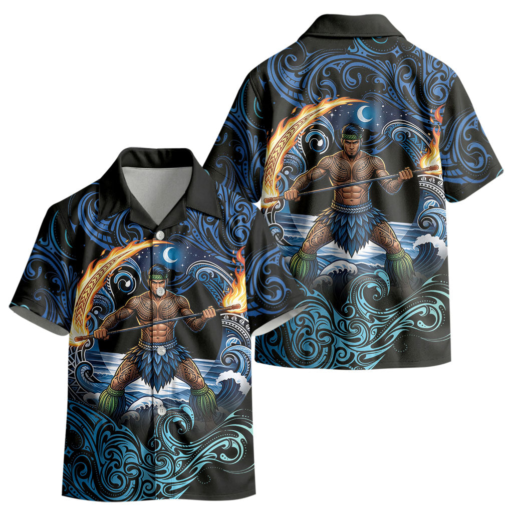 Samoa Siva Afi Kid Hawaiian Shirt Fireknife Fire Dance Pacific Tribal Motif