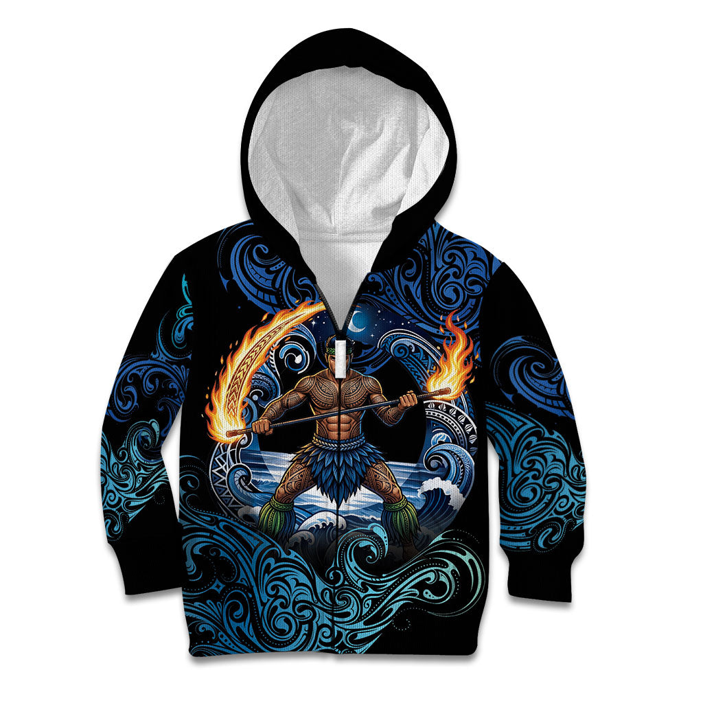 Samoa Siva Afi Kid Hoodie Fireknife Fire Dance Pacific Tribal Motif