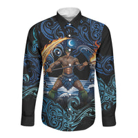Samoa Siva Afi Long Sleeve Button Shirt Fireknife Fire Dance Pacific Tribal Motif