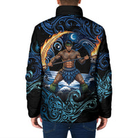 Samoa Siva Afi Padded Jacket Fireknife Fire Dance Pacific Tribal Motif