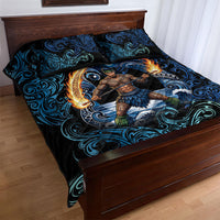 Samoa Siva Afi Quilt Bed Set Fireknife Fire Dance Pacific Tribal Motif