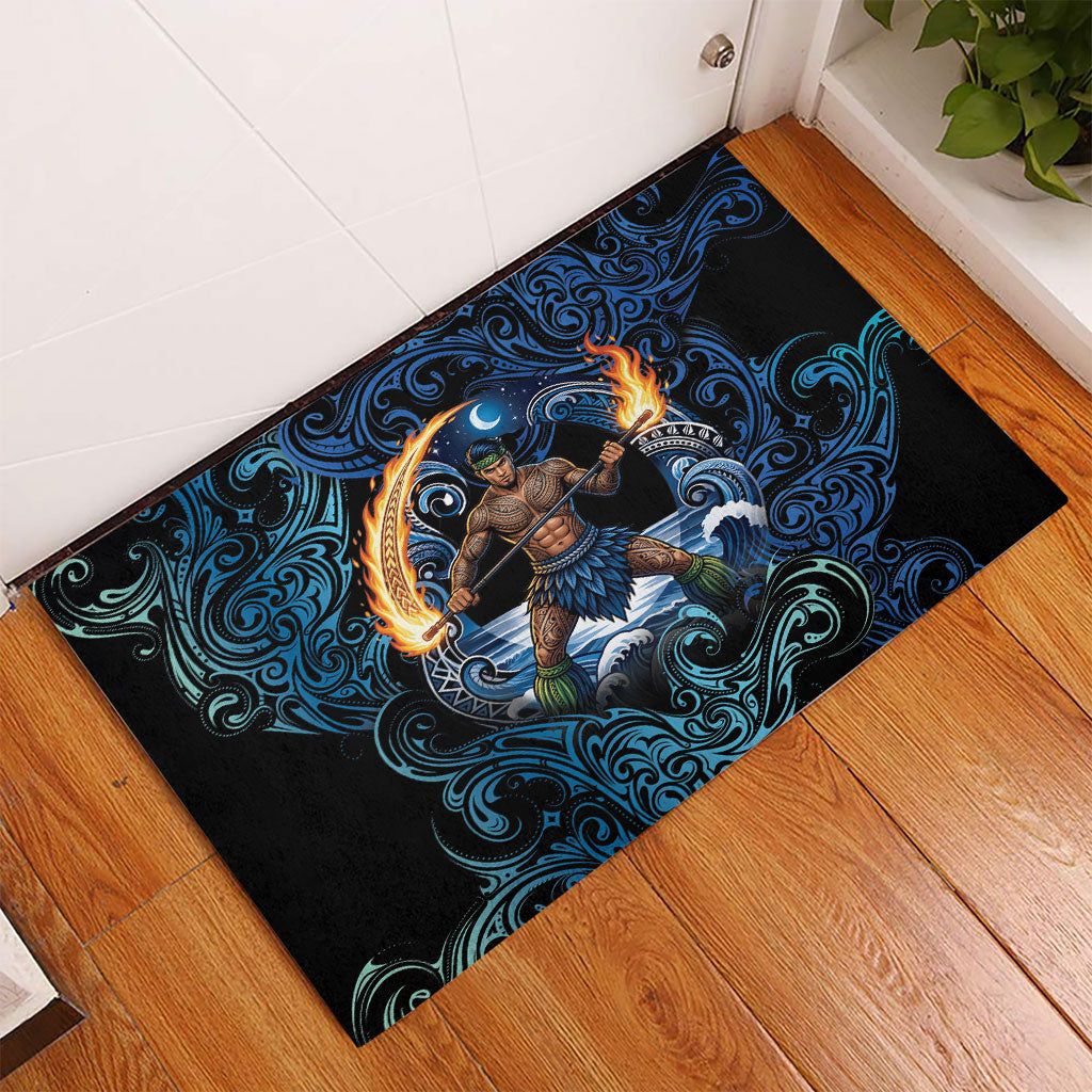 Samoa Siva Afi Rubber Doormat Fireknife Fire Dance Pacific Tribal Motif