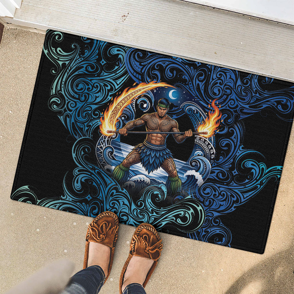 Samoa Siva Afi Rubber Doormat Fireknife Fire Dance Pacific Tribal Motif