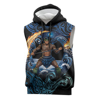 Samoa Siva Afi Sleeveless Hoodie Fireknife Fire Dance Pacific Tribal Motif
