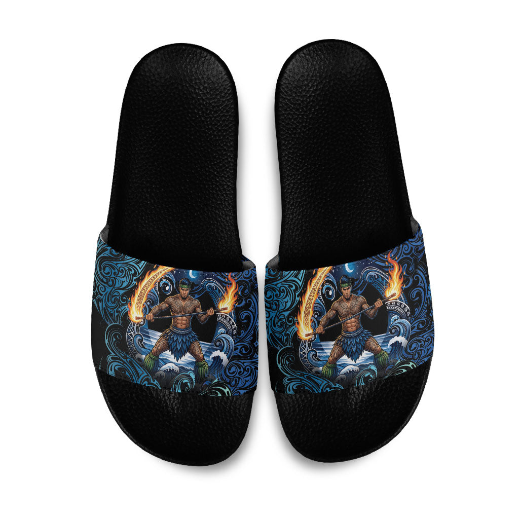 Samoa Siva Afi Slide Sandals Fireknife Fire Dance Pacific Tribal Motif