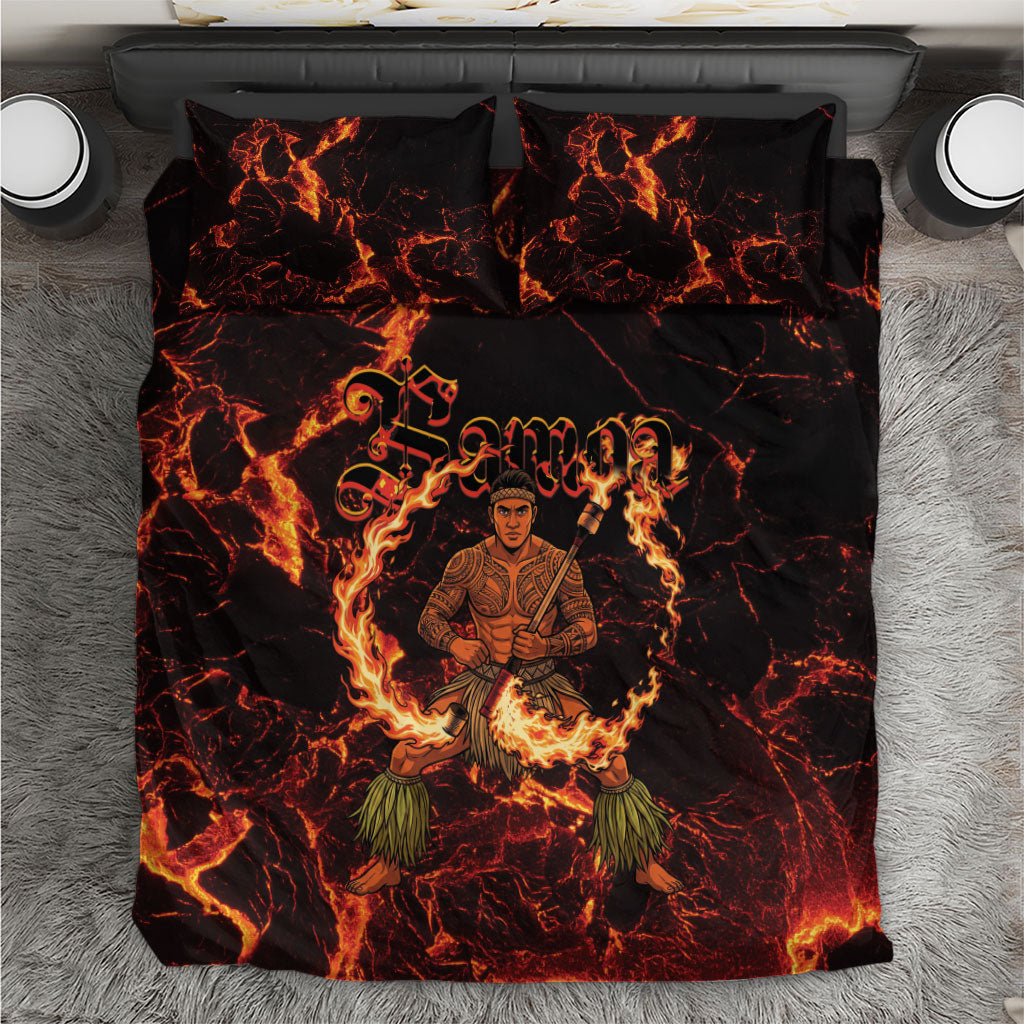 Samoa Siva Afi Dance Fireknife Bedding Set Polynesian Heritage Fire Dance LT9 Black - Polynesian Pride