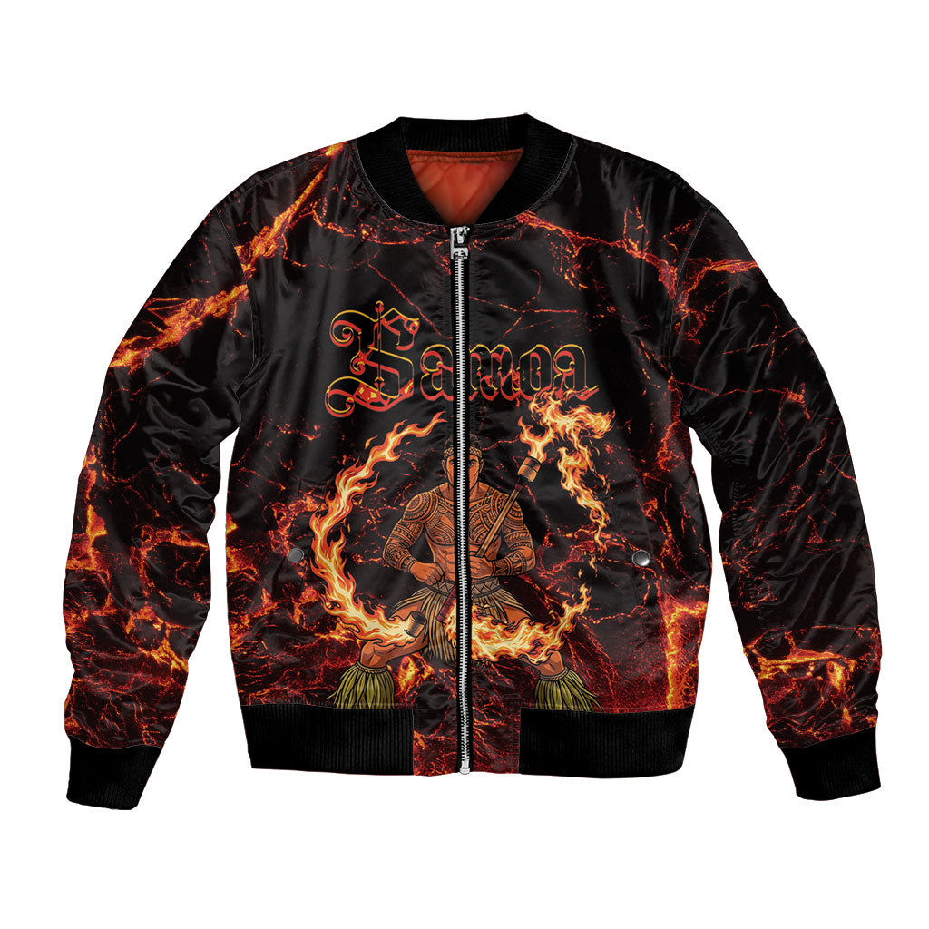 Samoa Siva Afi Dance Fireknife Bomber Jacket Polynesian Heritage Fire Dance LT9 Unisex Black - Polynesian Pride