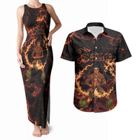 Samoa Siva Afi Dance Fireknife Couples Matching Tank Maxi Dress and Hawaiian Shirt Polynesian Heritage Fire Dance