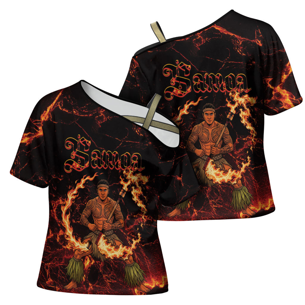 Samoa Siva Afi Dance Fireknife Cross Shoulder Shirt Polynesian Heritage Fire Dance