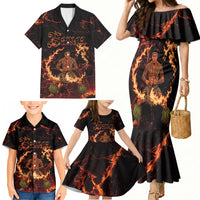 Samoa Siva Afi Dance Fireknife Family Matching Mermaid Dress and Hawaiian Shirt Polynesian Heritage Fire Dance