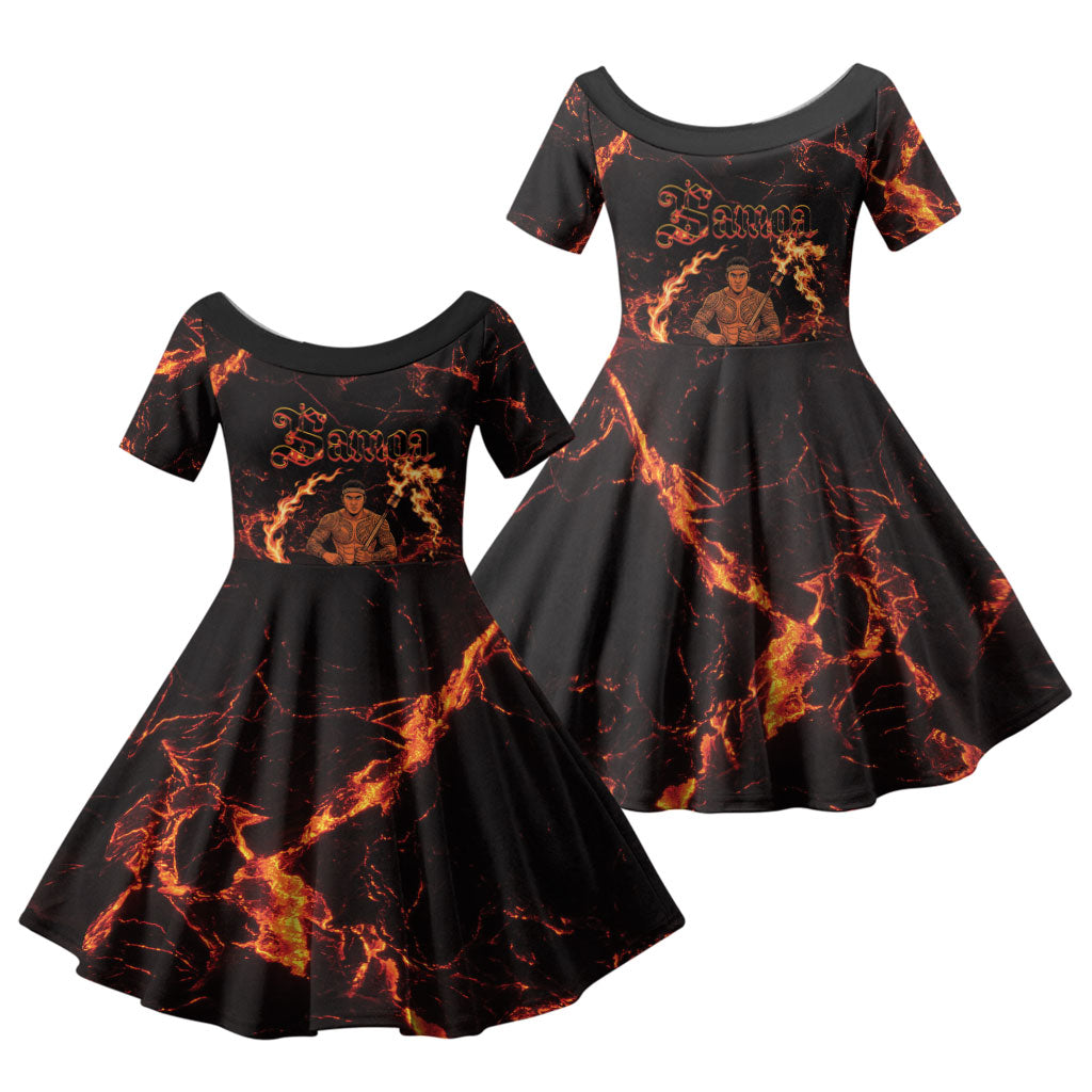 Samoa Siva Afi Dance Fireknife Family Matching Puletasi and Hawaiian Shirt Polynesian Heritage Fire Dance