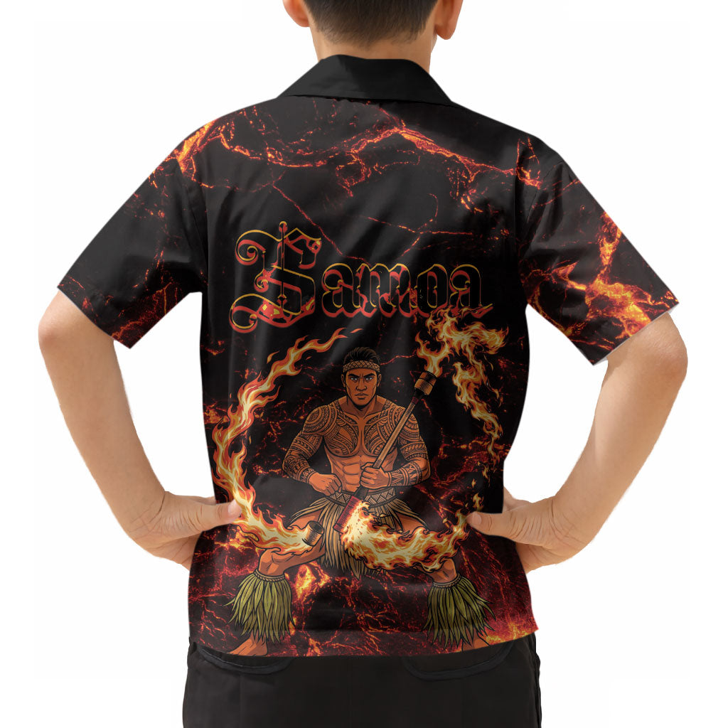 Samoa Siva Afi Dance Fireknife Kid Hawaiian Shirt Polynesian Heritage Fire Dance