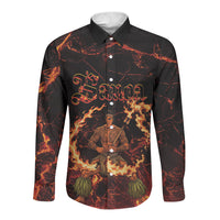 Samoa Siva Afi Dance Fireknife Long Sleeve Button Shirt Polynesian Heritage Fire Dance