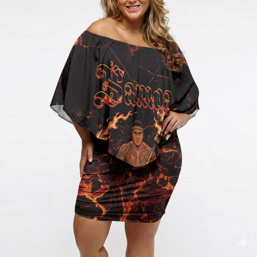 Samoa Siva Afi Dance Fireknife Off Shoulder Short Dress Polynesian Heritage Fire Dance