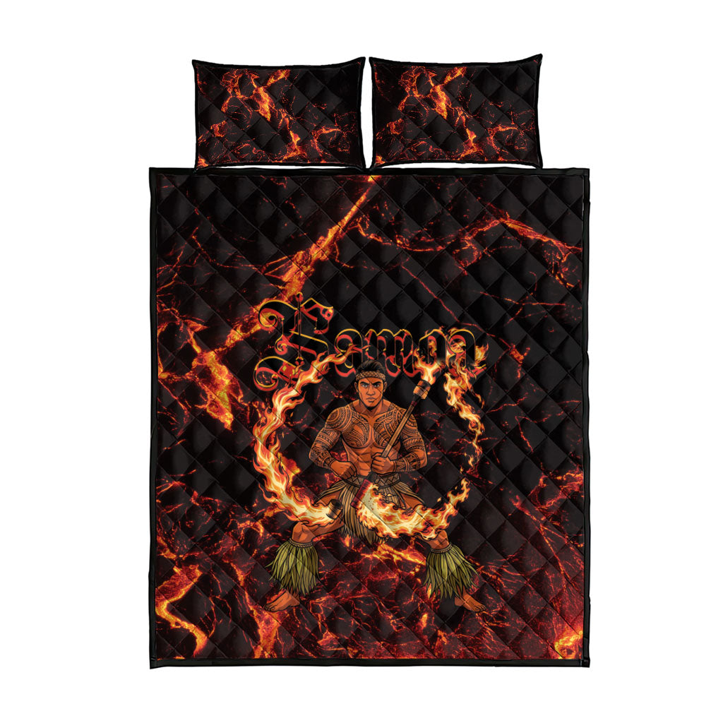 Samoa Siva Afi Dance Fireknife Quilt Bed Set Polynesian Heritage Fire Dance