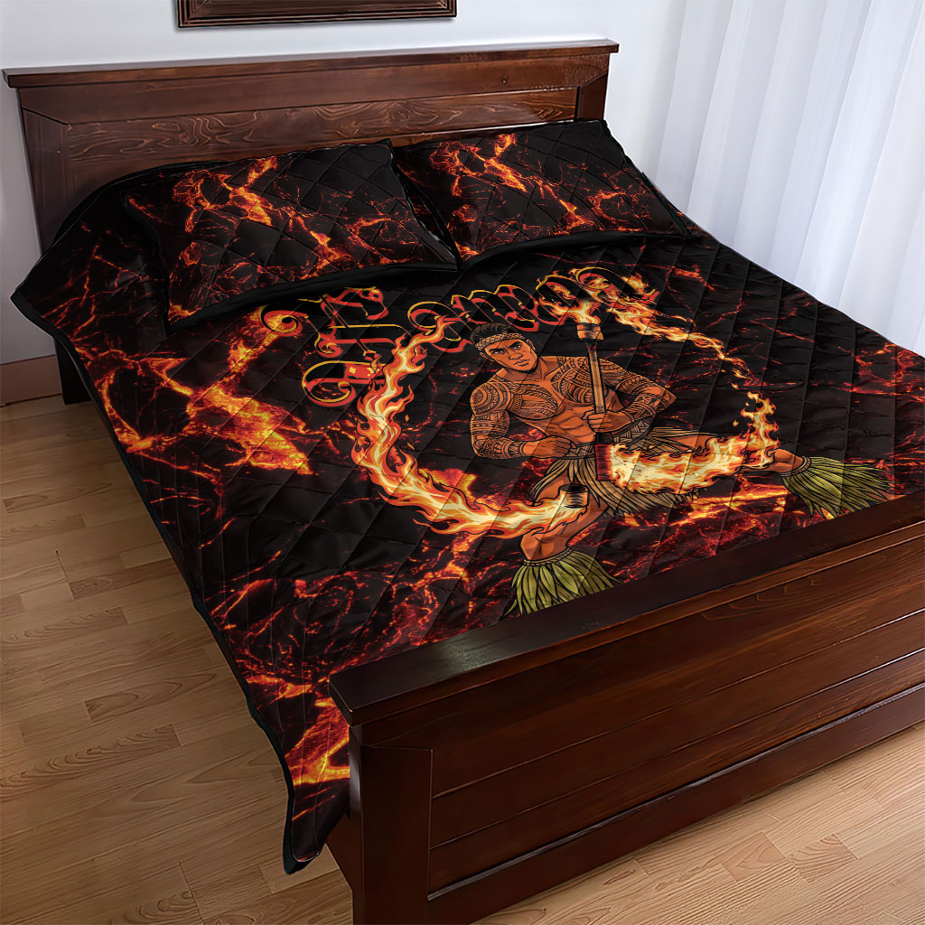 Samoa Siva Afi Dance Fireknife Quilt Bed Set Polynesian Heritage Fire Dance