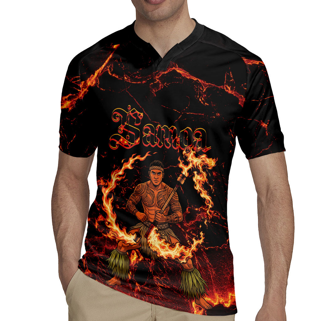 Samoa Siva Afi Dance Fireknife Rugby Jersey Polynesian Heritage Fire Dance