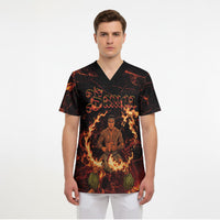 Samoa Siva Afi Dance Fireknife Scrub Top Polynesian Heritage Fire Dance