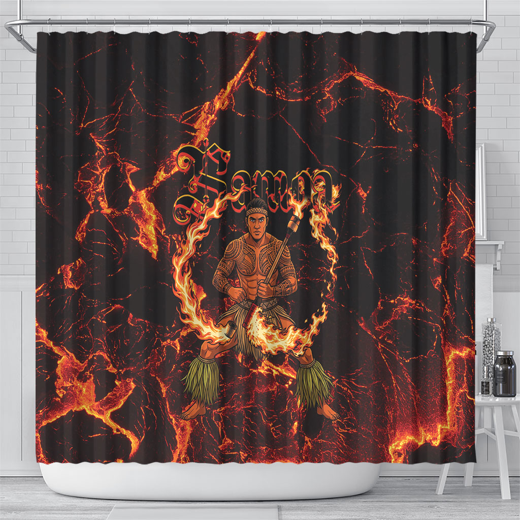 Samoa Siva Afi Dance Fireknife Shower Curtain Polynesian Heritage Fire Dance