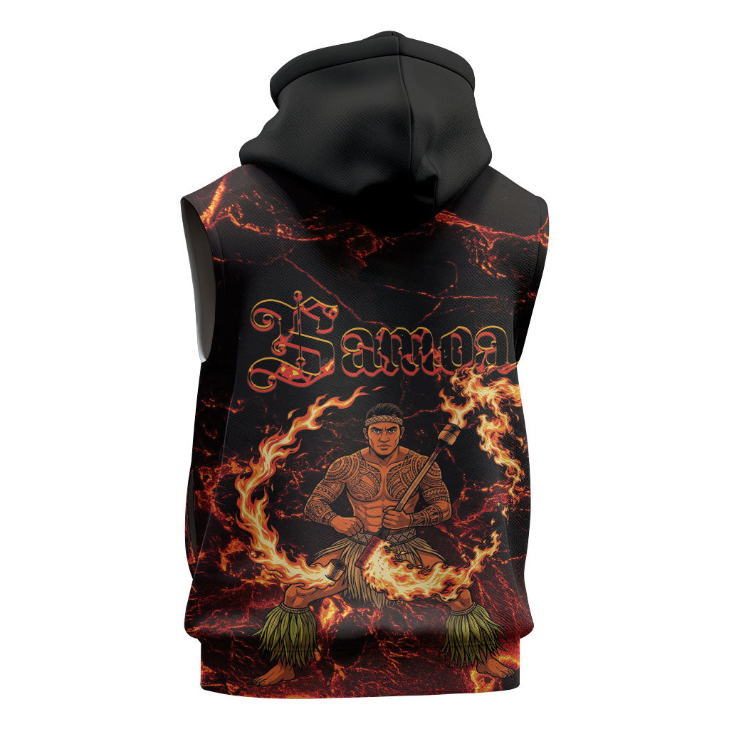 Samoa Siva Afi Dance Fireknife Sleeveless Hoodie Polynesian Heritage Fire Dance