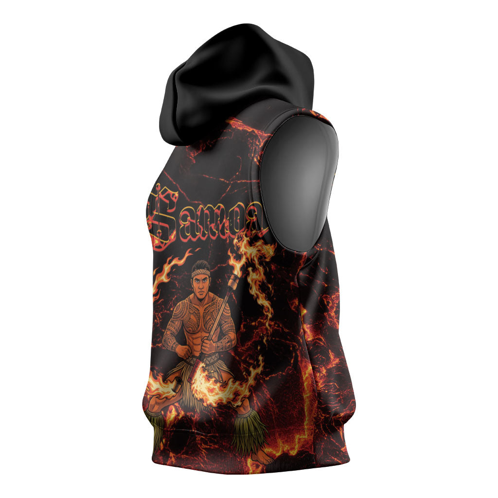 Samoa Siva Afi Dance Fireknife Sleeveless Hoodie Polynesian Heritage Fire Dance