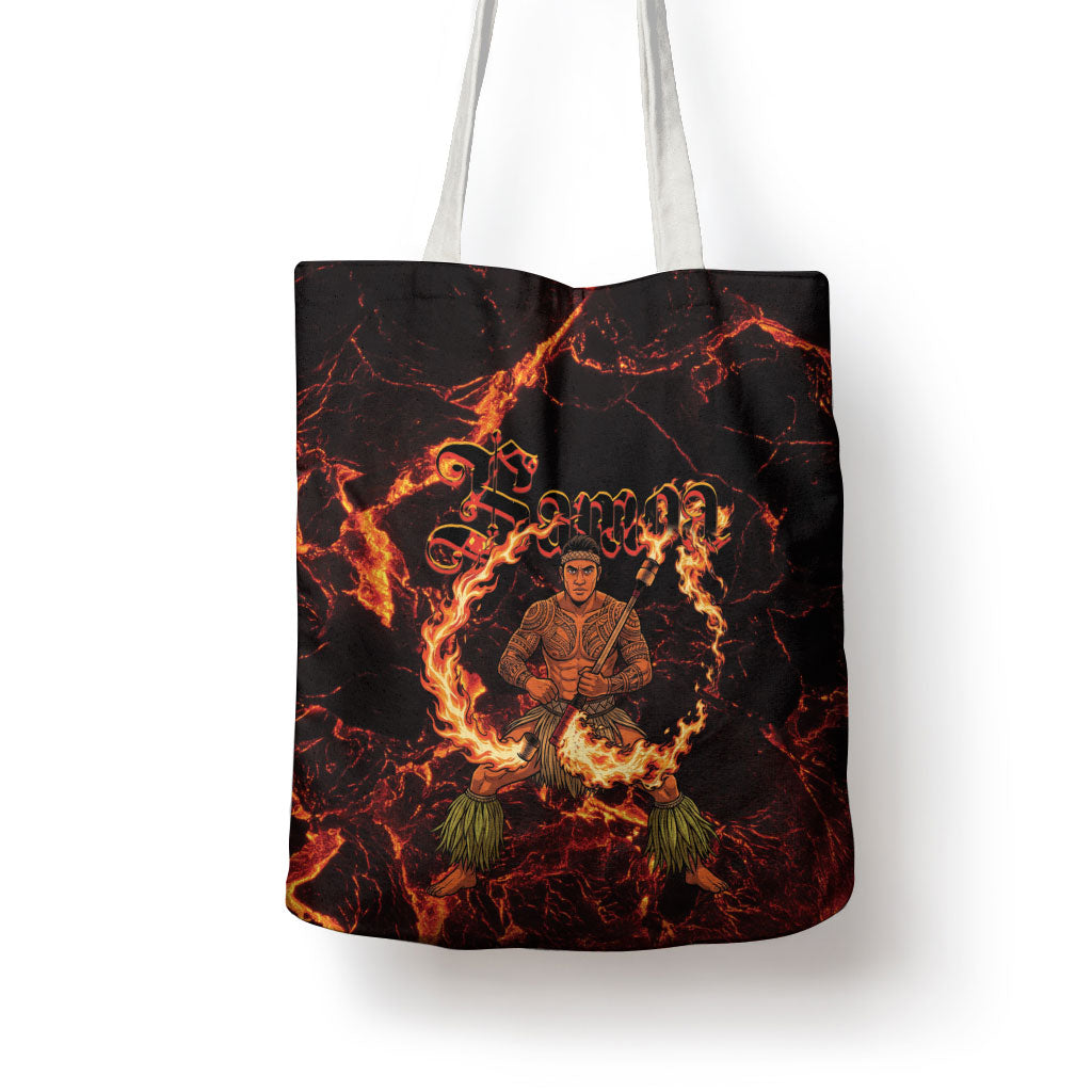 Samoa Siva Afi Dance Fireknife Tote Bag Polynesian Heritage Fire Dance