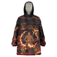 Samoa Siva Afi Dance Fireknife Wearable Blanket Hoodie Polynesian Heritage Fire Dance
