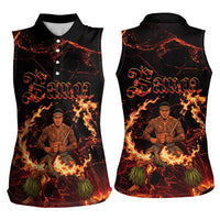 Samoa Siva Afi Dance Fireknife Women Sleeveless Polo Shirt Polynesian Heritage Fire Dance