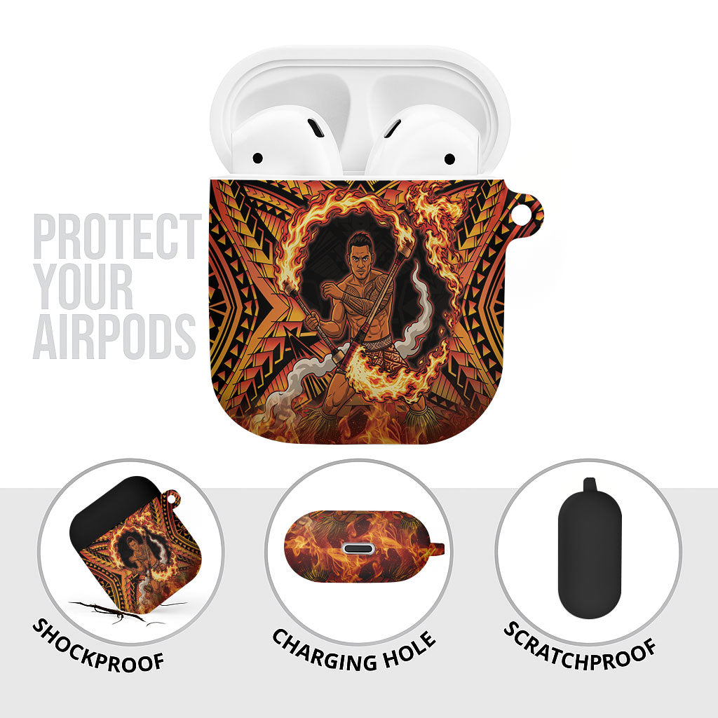 Samoa Siva Afi Dance Fireknife AirPods Case Samoan Tribal Motif Dancing in the Fire