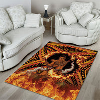 Samoa Siva Afi Dance Fireknife Area Rug Samoan Tribal Motif Dancing in the Fire