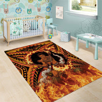 Samoa Siva Afi Dance Fireknife Area Rug Samoan Tribal Motif Dancing in the Fire