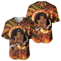 Samoa Siva Afi Dance Fireknife Baseball Jersey Samoan Tribal Motif Dancing in the Fire