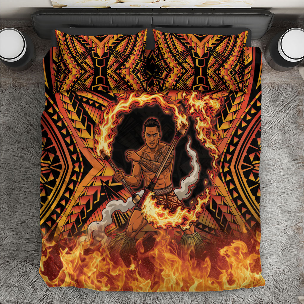 Samoa Siva Afi Dance Fireknife Bedding Set Samoan Tribal Motif Dancing in the Fire LT9 Red - Polynesian Pride