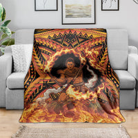 Samoa Siva Afi Dance Fireknife Blanket Samoan Tribal Motif Dancing in the Fire