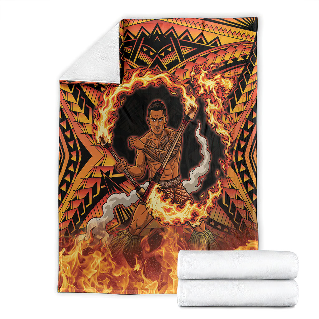 Samoa Siva Afi Dance Fireknife Blanket Samoan Tribal Motif Dancing in the Fire