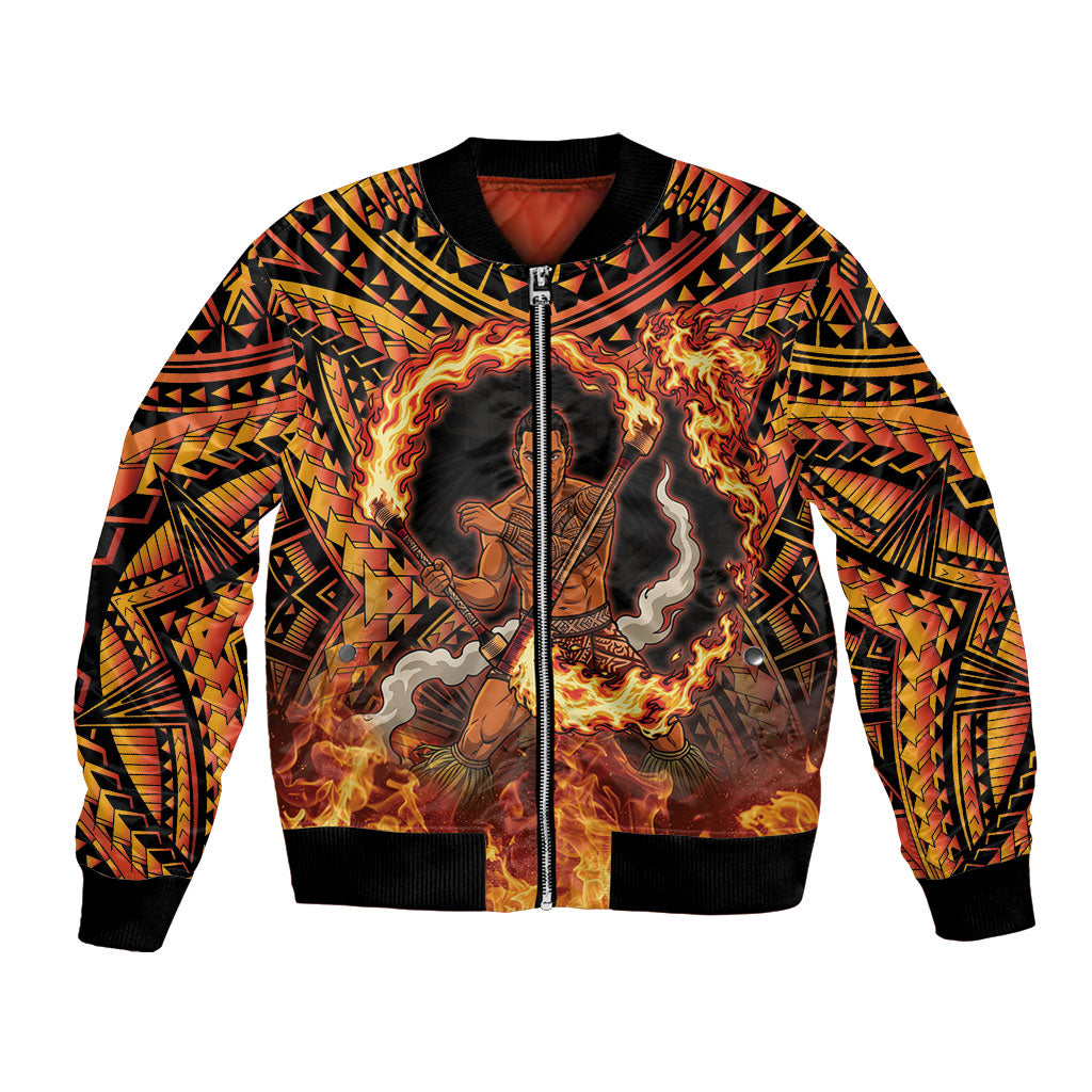 Samoa Siva Afi Dance Fireknife Bomber Jacket Samoan Tribal Motif Dancing in the Fire LT9 Unisex Red - Polynesian Pride