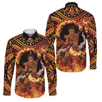 Samoa Siva Afi Dance Fireknife Family Matching Mermaid Dress and Hawaiian Shirt Samoan Tribal Motif Dancing in the Fire