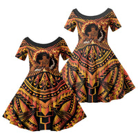 Samoa Siva Afi Dance Fireknife Family Matching Mermaid Dress and Hawaiian Shirt Samoan Tribal Motif Dancing in the Fire
