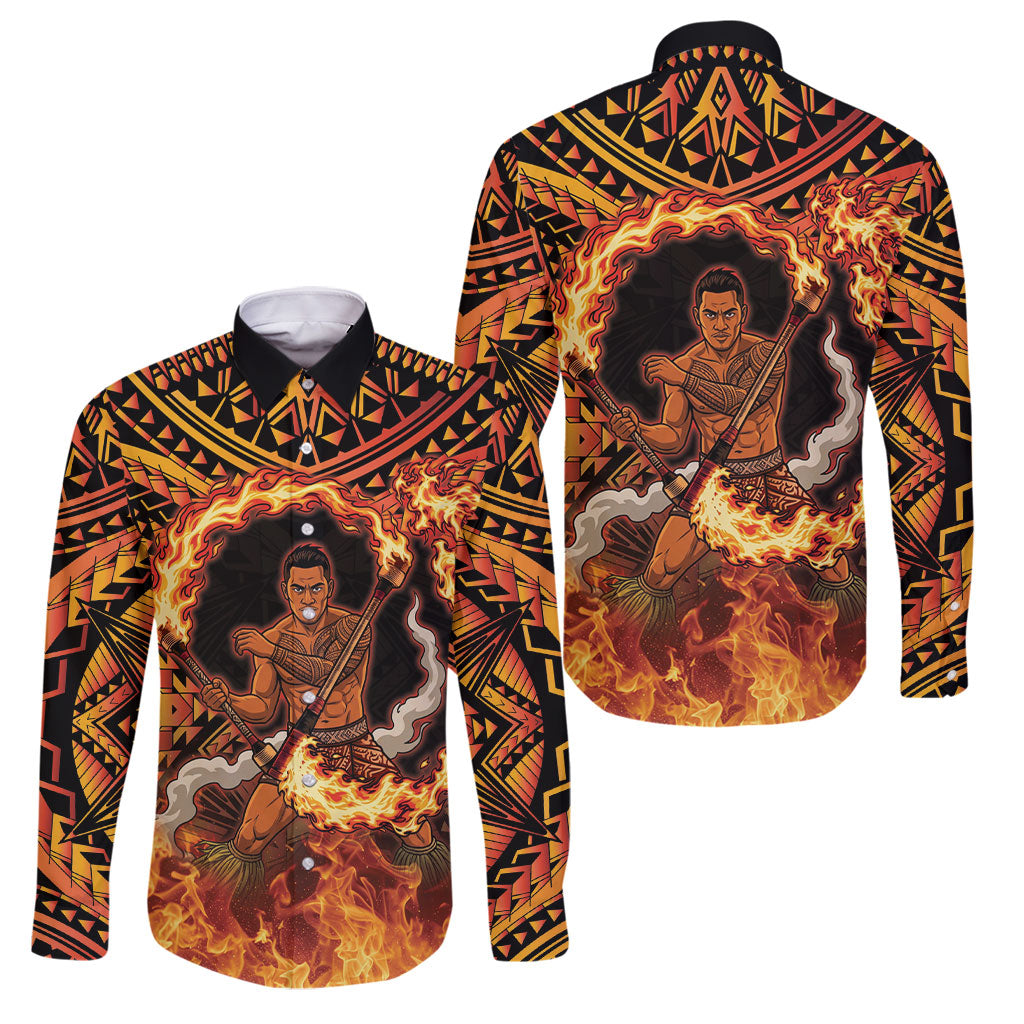 Samoa Siva Afi Dance Fireknife Family Matching Puletasi and Hawaiian Shirt Samoan Tribal Motif Dancing in the Fire