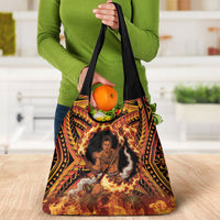 Samoa Siva Afi Dance Fireknife Grocery Bag Samoan Tribal Motif Dancing in the Fire